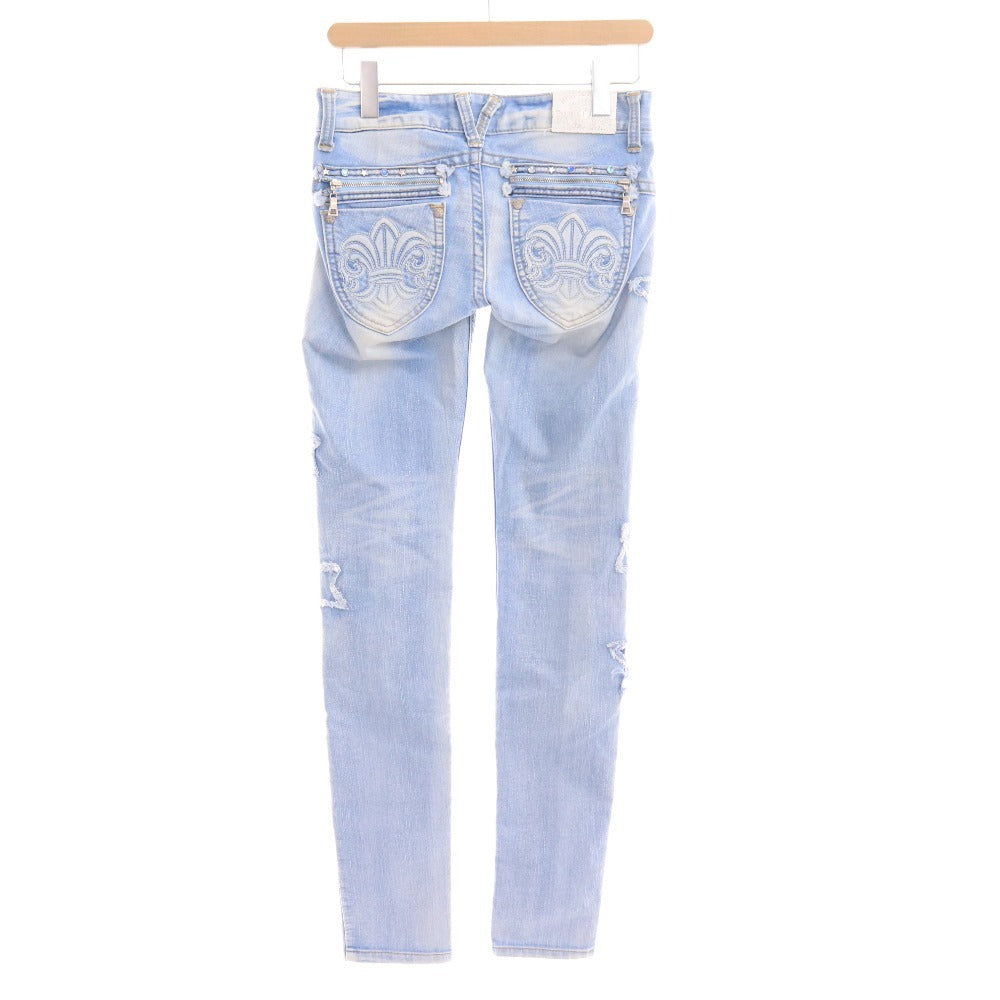 ■ レッドペッパー デニム ジーパン ボトムス スター 星 刺繍 スキニー レディース 26 ブルー サックス