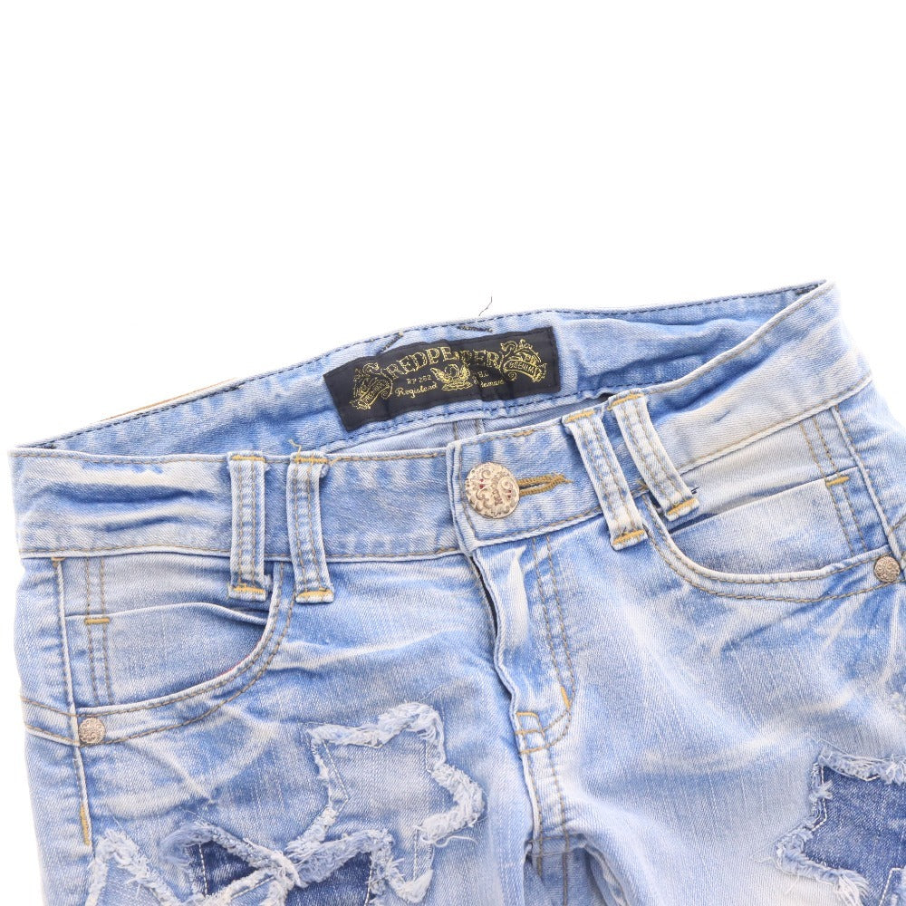 ■ レッドペッパー デニム ジーパン ボトムス スター 星 刺繍 スキニー レディース 26 ブルー サックス