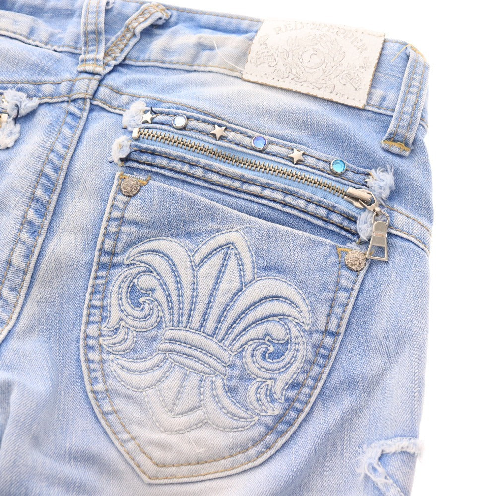 ■ レッドペッパー デニム ジーパン ボトムス スター 星 刺繍 スキニー レディース 26 ブルー サックス