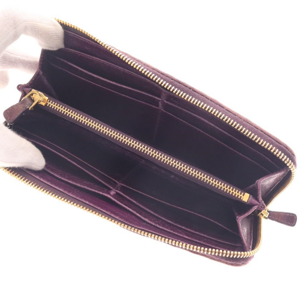 ■ ミュウミュウ 長財布 ウォレット マテラッセ L字ファスナー レディース パープル系