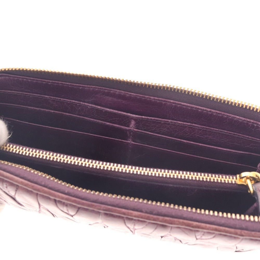 ■ ミュウミュウ 長財布 ウォレット マテラッセ L字ファスナー レディース パープル系