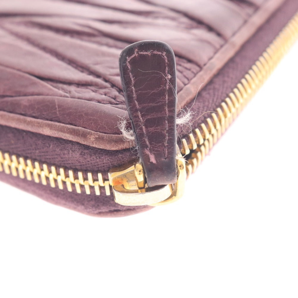 ■ ミュウミュウ 長財布 ウォレット マテラッセ L字ファスナー レディース パープル系