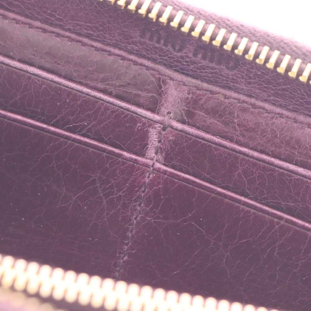 ■ ミュウミュウ 長財布 ウォレット マテラッセ L字ファスナー レディース パープル系