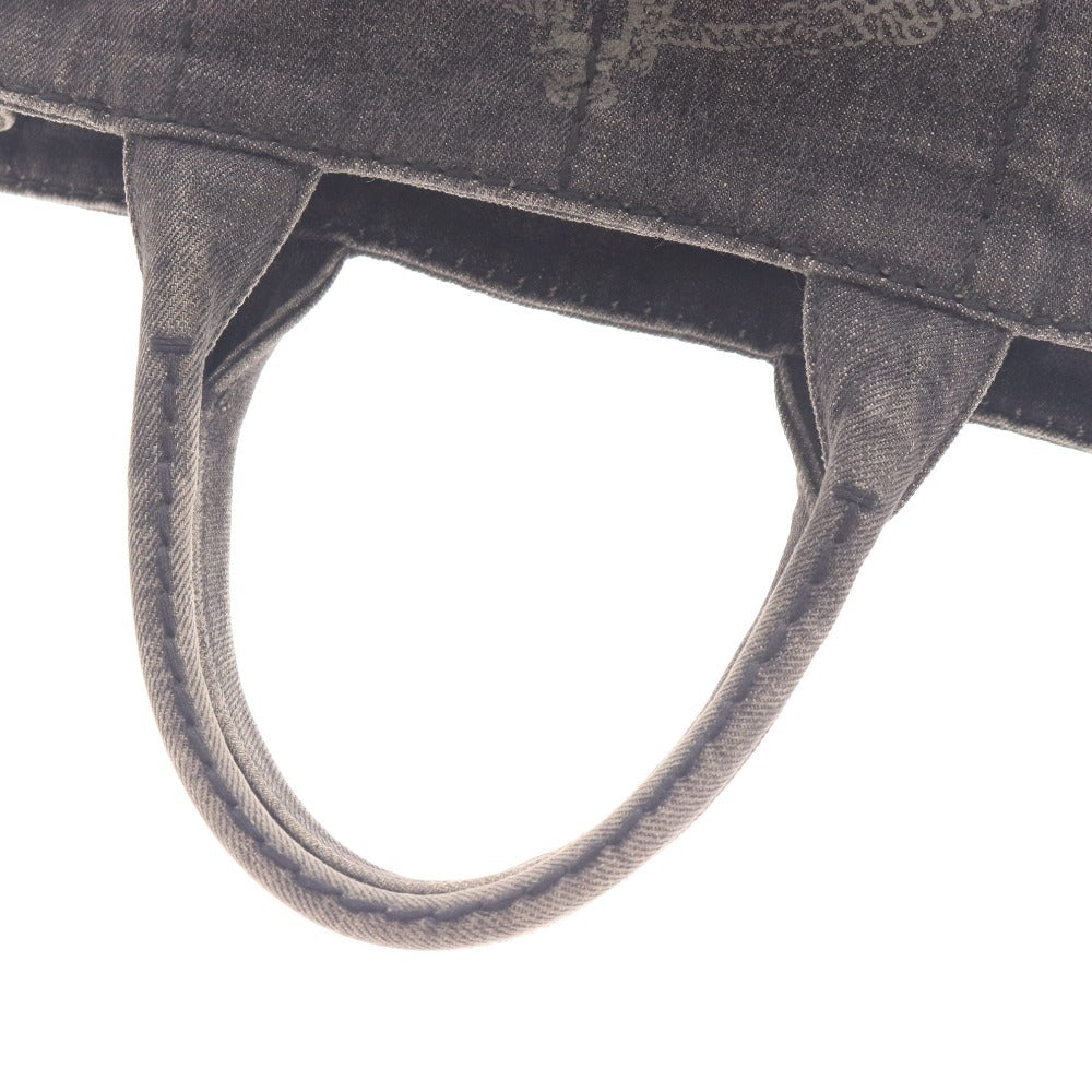 ■ Prada Tote Bag, Handbag, Shoulder Bag, Denim Canapa, 2-Way Canvas, Women's, Size S, Dark Gray, Black, Accessories Included