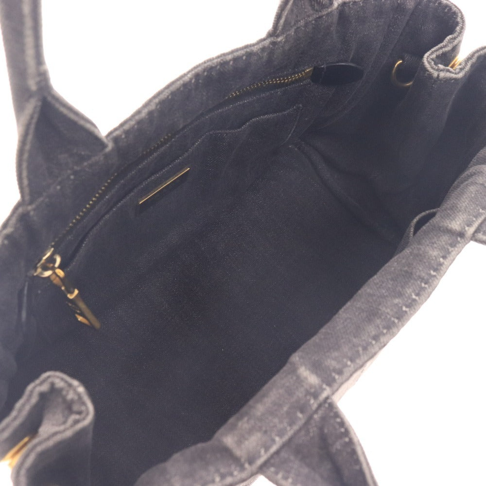 ■ Prada Tote Bag, Handbag, Shoulder Bag, Denim Canapa, 2-Way Canvas, Women's, Size S, Dark Gray, Black, Accessories Included