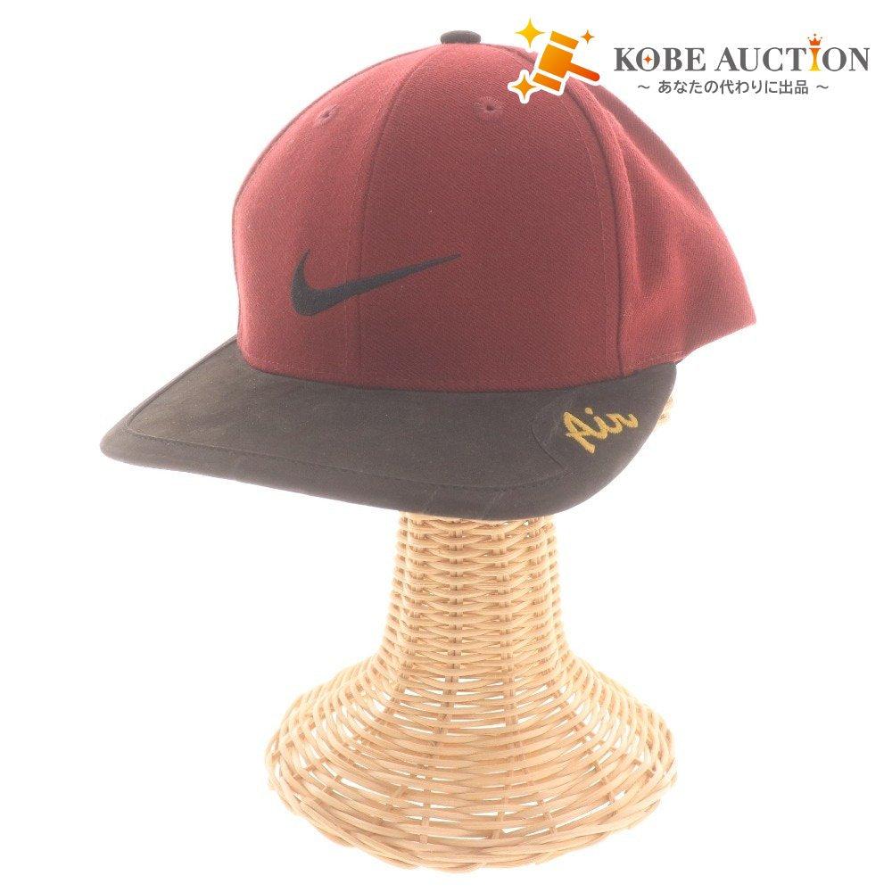 ■ ナイキ NIKE キャップ 帽子 ヴィンテージ レザー Air 90s 切替 メンズ レディース ONE SIZE ボルドー 赤茶系