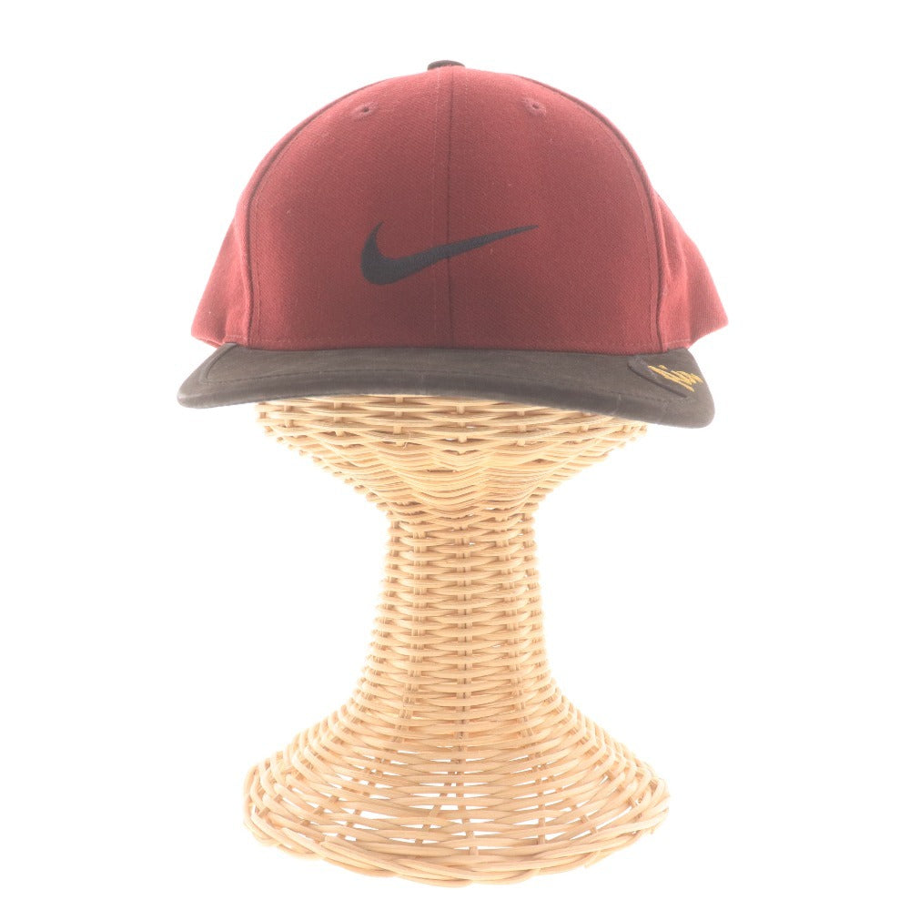 ■ ナイキ NIKE キャップ 帽子 ヴィンテージ レザー Air 90s 切替 メンズ レディース ONE SIZE ボルドー 赤茶系