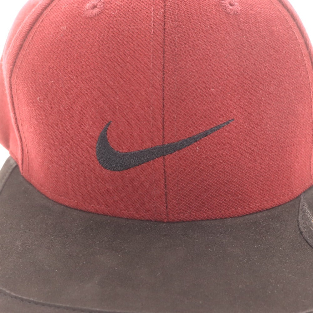 ■ ナイキ NIKE キャップ 帽子 ヴィンテージ レザー Air 90s 切替 メンズ レディース ONE SIZE ボルドー 赤茶系