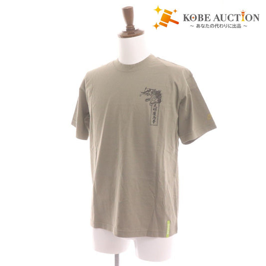 ■ NIKE ナイキ 天明屋尚筆 限定コラボ Tシャツ 半袖 トップス 2005年 天明屋尚筆柄 ロゴ プリント メンズ M カーキグレー タグ付き