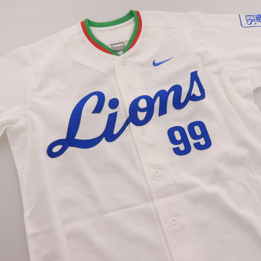 ■ NPB ナイキ 埼玉西武ライオンズ 背番号99 渡辺久信 Tシャツ A50 ユニフォーム 半袖 トップス アウター NPBロゴ メンズ L ホワイト