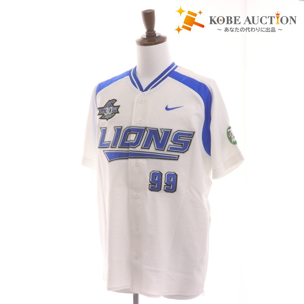 ■ NPB 埼玉西武ライオンズ 背番号99 渡辺久信 ユニフォーム 1979-2008年 30周年 A50 半袖 トップス アウター NPBロゴ メンズ L ホワイト