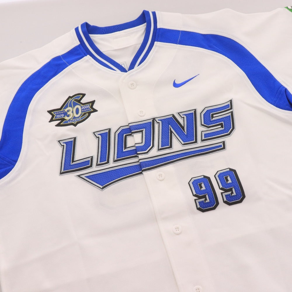 ■ NPB 埼玉西武ライオンズ 背番号99 渡辺久信 ユニフォーム 1979-2008年 30周年 A50 半袖 トップス アウター NPBロゴ メンズ L ホワイト