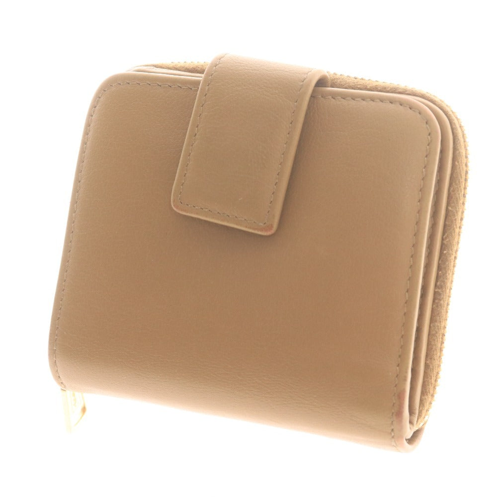 ■ イヴサンローラン 二つ折り財布 568985 CP20O 2718 ラウンドファスナー コンパクトジップ レディース ベージュ 付属品付き