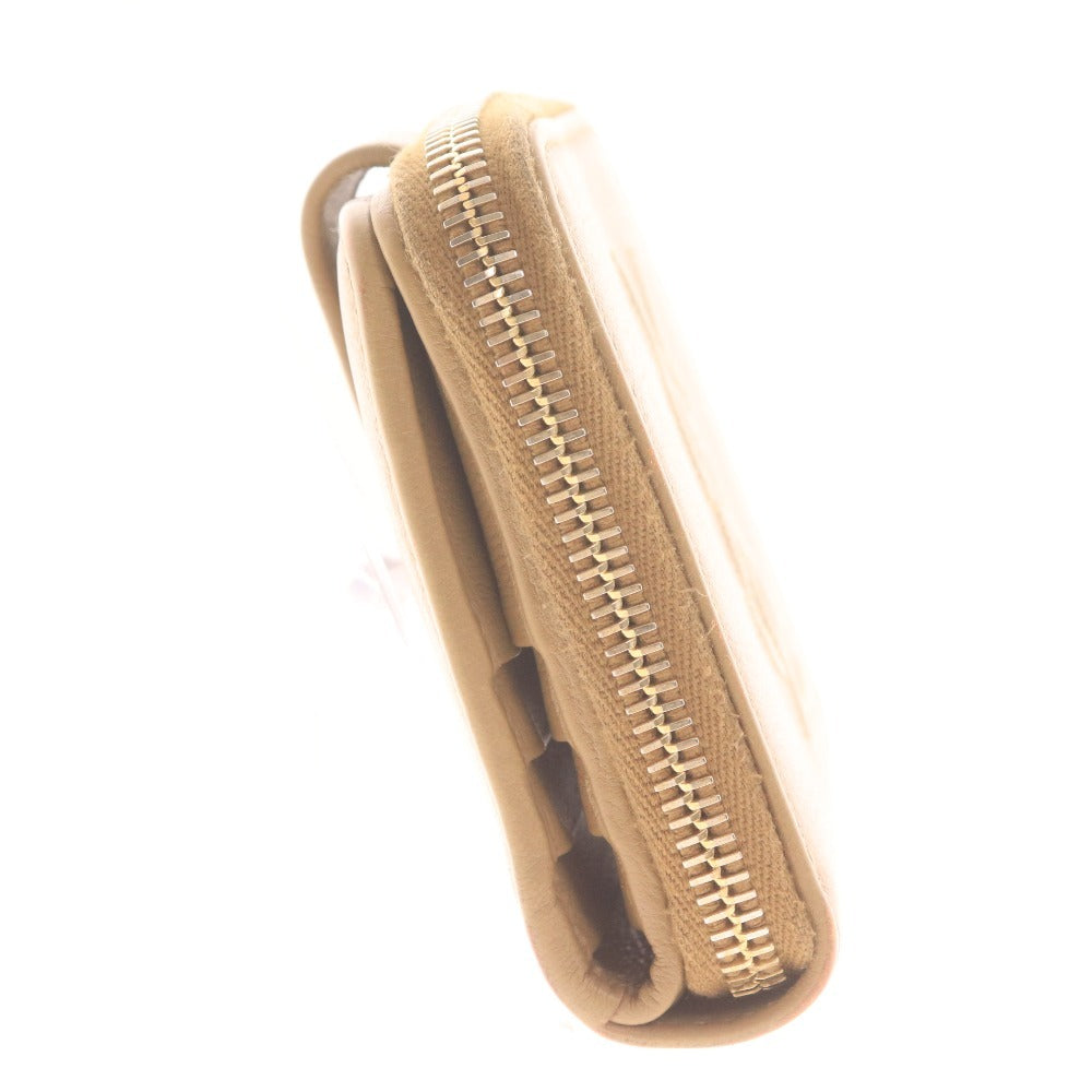 ■ イヴサンローラン 二つ折り財布 568985 CP20O 2718 ラウンドファスナー コンパクトジップ レディース ベージュ 付属品付き