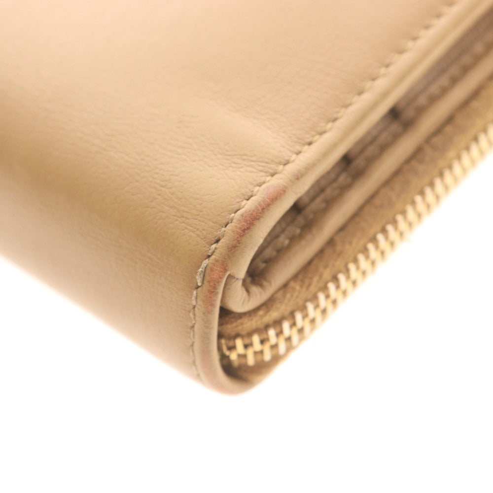 ■ イヴサンローラン 二つ折り財布 568985 CP20O 2718 ラウンドファスナー コンパクトジップ レディース ベージュ 付属品付き