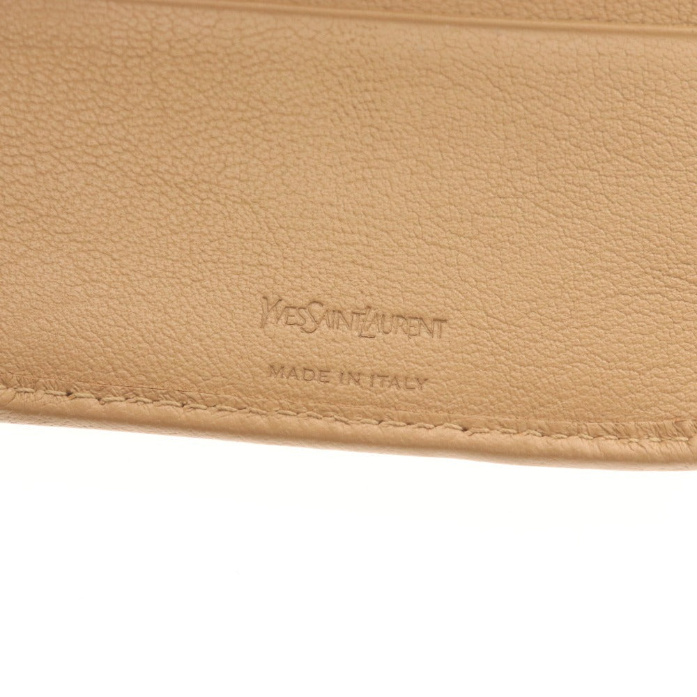 ■ イヴサンローラン 二つ折り財布 568985 CP20O 2718 ラウンドファスナー コンパクトジップ レディース ベージュ 付属品付き