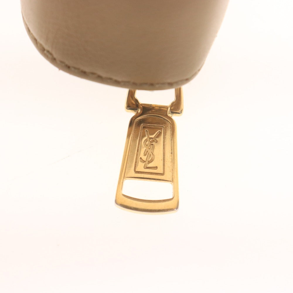 ■ イヴサンローラン 二つ折り財布 568985 CP20O 2718 ラウンドファスナー コンパクトジップ レディース ベージュ 付属品付き