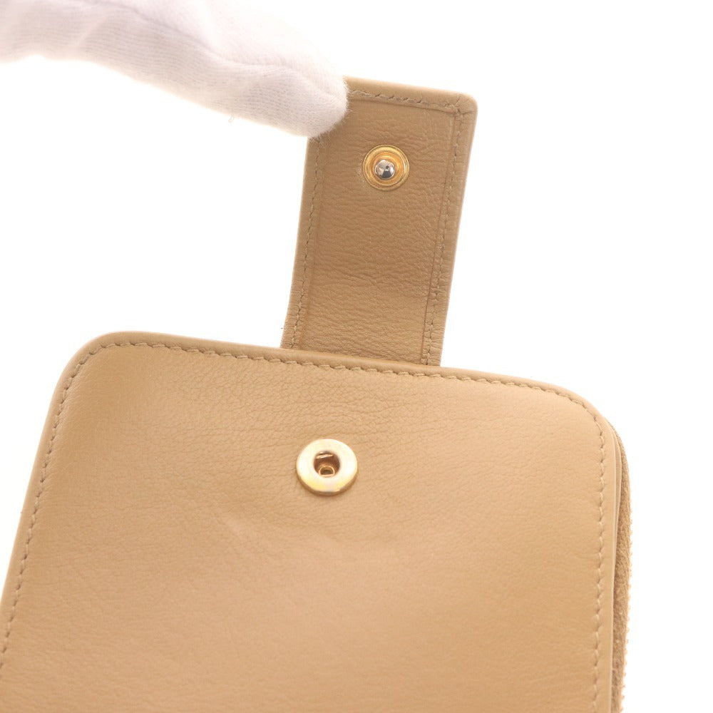 ■ イヴサンローラン 二つ折り財布 568985 CP20O 2718 ラウンドファスナー コンパクトジップ レディース ベージュ 付属品付き