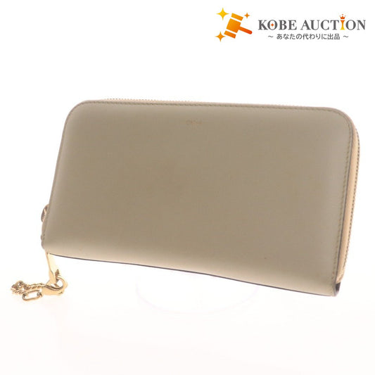 ■ クロエ 長財布 ラウンドファスナー ゴールドチェーン 2トーンカラー レザー 皮革 レディース ベージュ ブラック 付属品付き