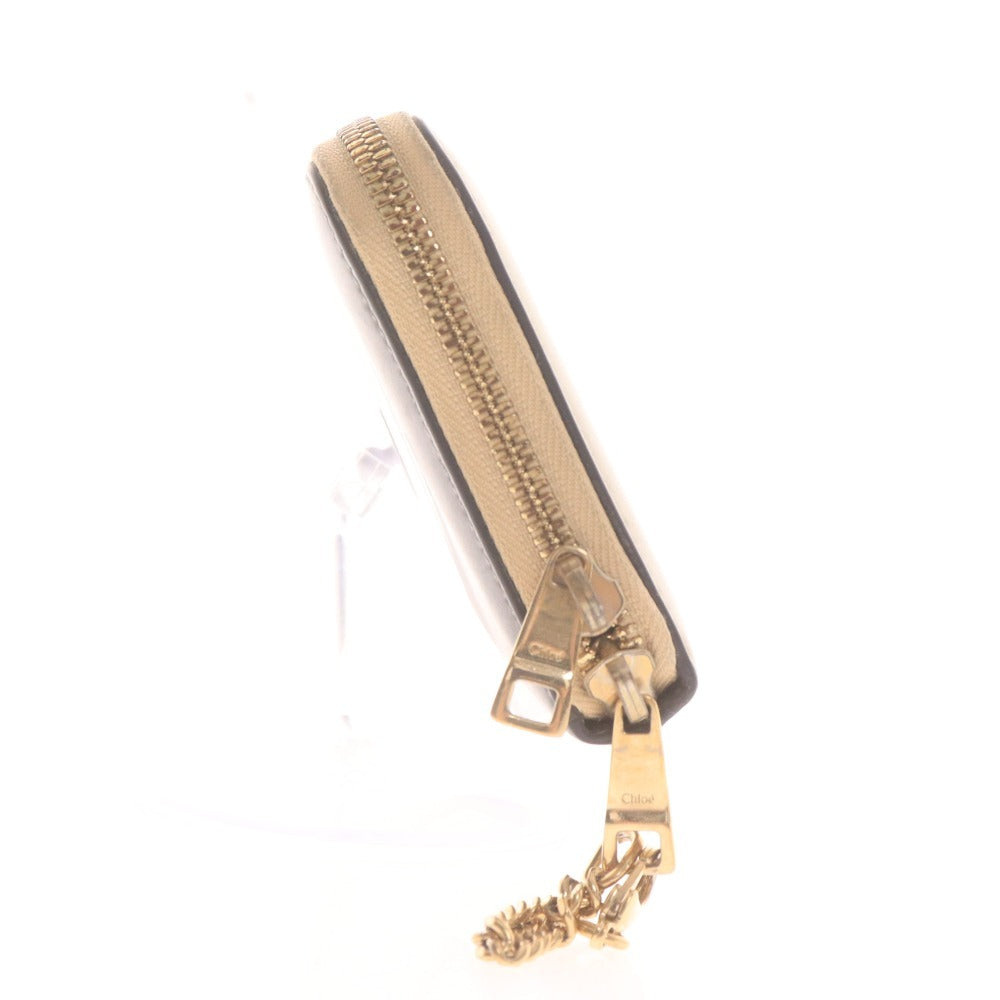 ■ クロエ 長財布 ラウンドファスナー ゴールドチェーン 2トーンカラー レザー 皮革 レディース ベージュ ブラック 付属品付き