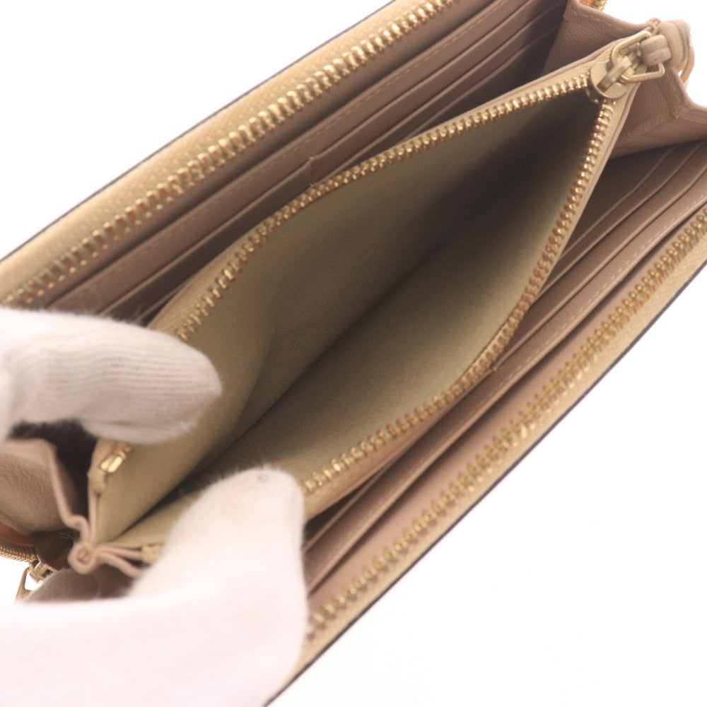 ■ クロエ 長財布 ラウンドファスナー ゴールドチェーン 2トーンカラー レザー 皮革 レディース ベージュ ブラック 付属品付き