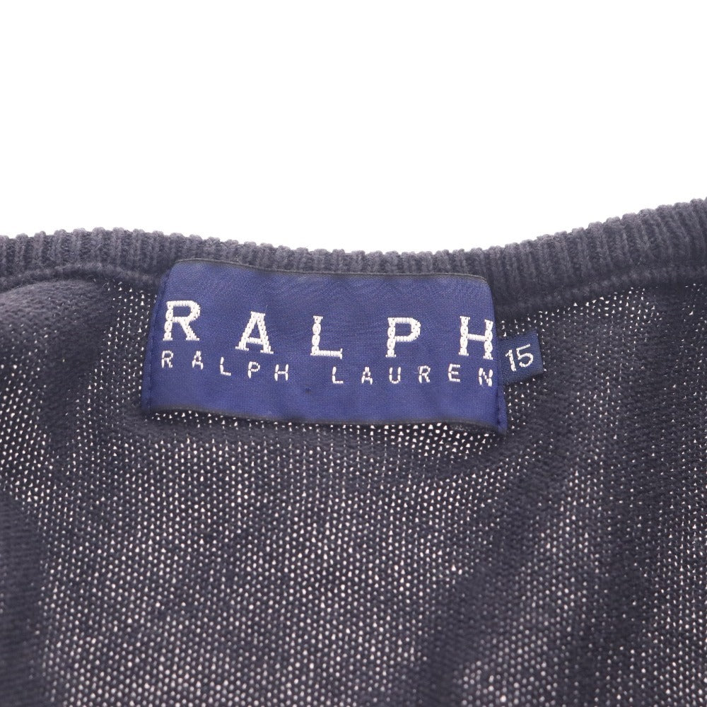 ■ ラルフローレン カーディガン 長袖 トップス 丸首 シンプル レディース 15（L相当） ブラック