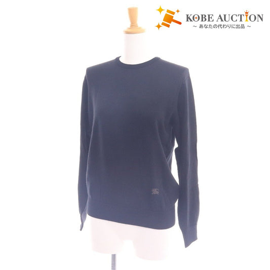 ■ バーバリー セーター トップス シンプル 丸首 刺繍 レディース M ブラック