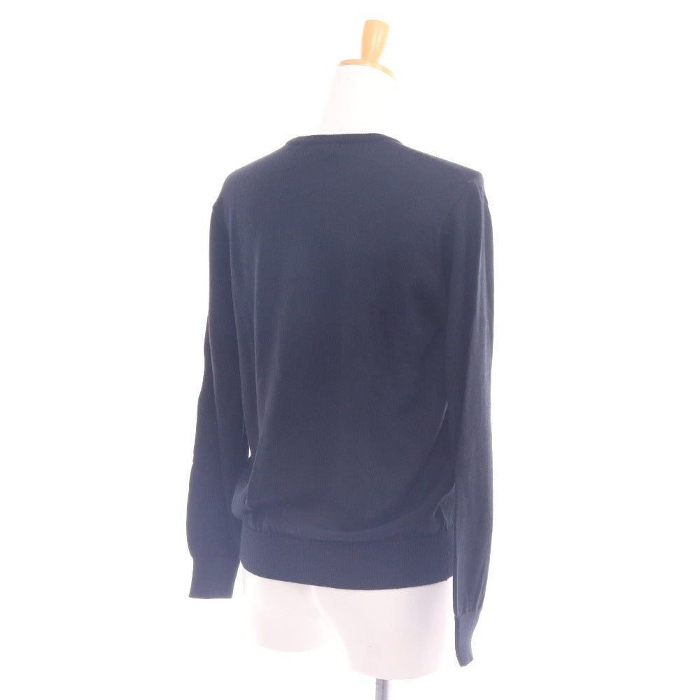 ■ バーバリー セーター トップス シンプル 丸首 刺繍 レディース M ブラック