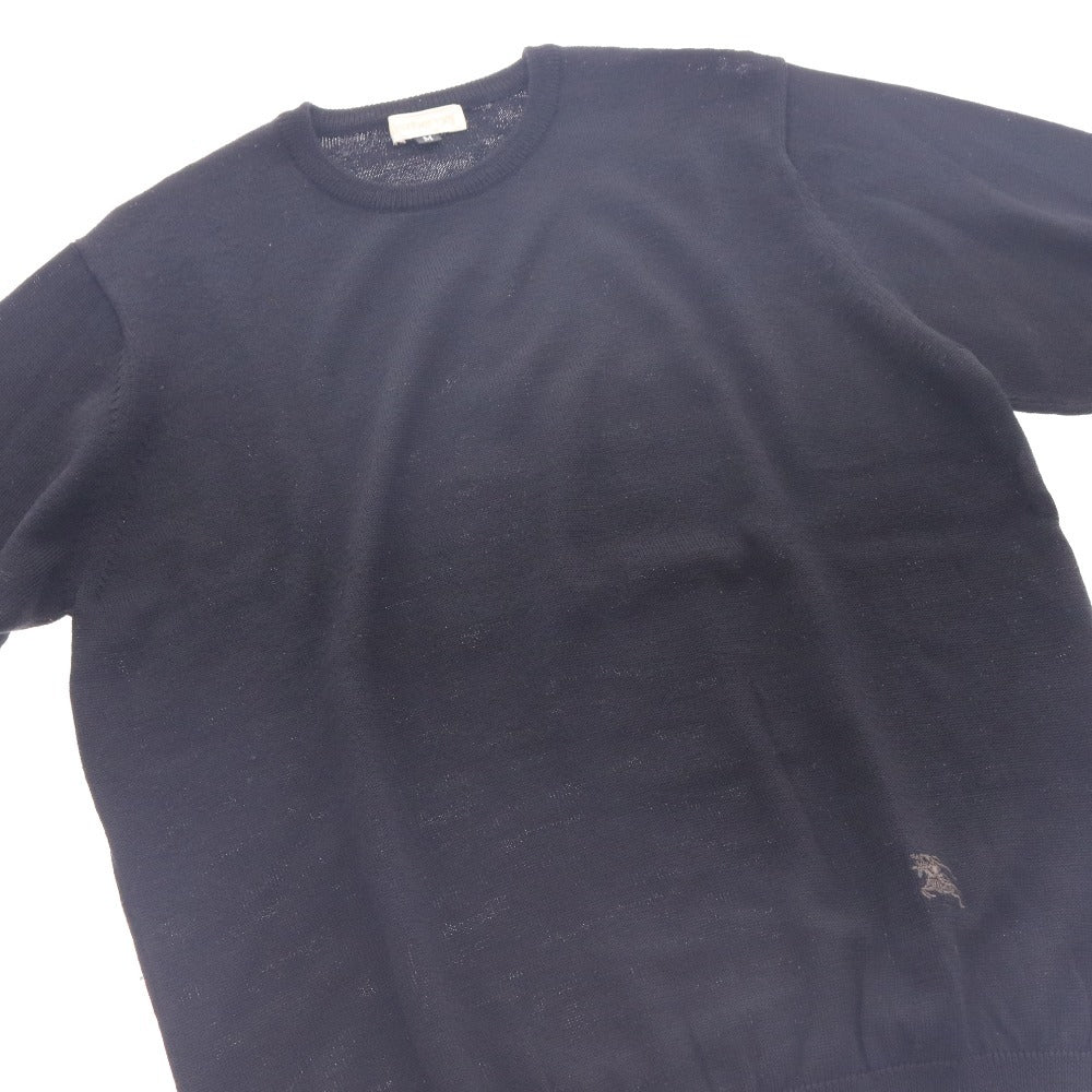 ■ バーバリー セーター トップス シンプル 丸首 刺繍 レディース M ブラック