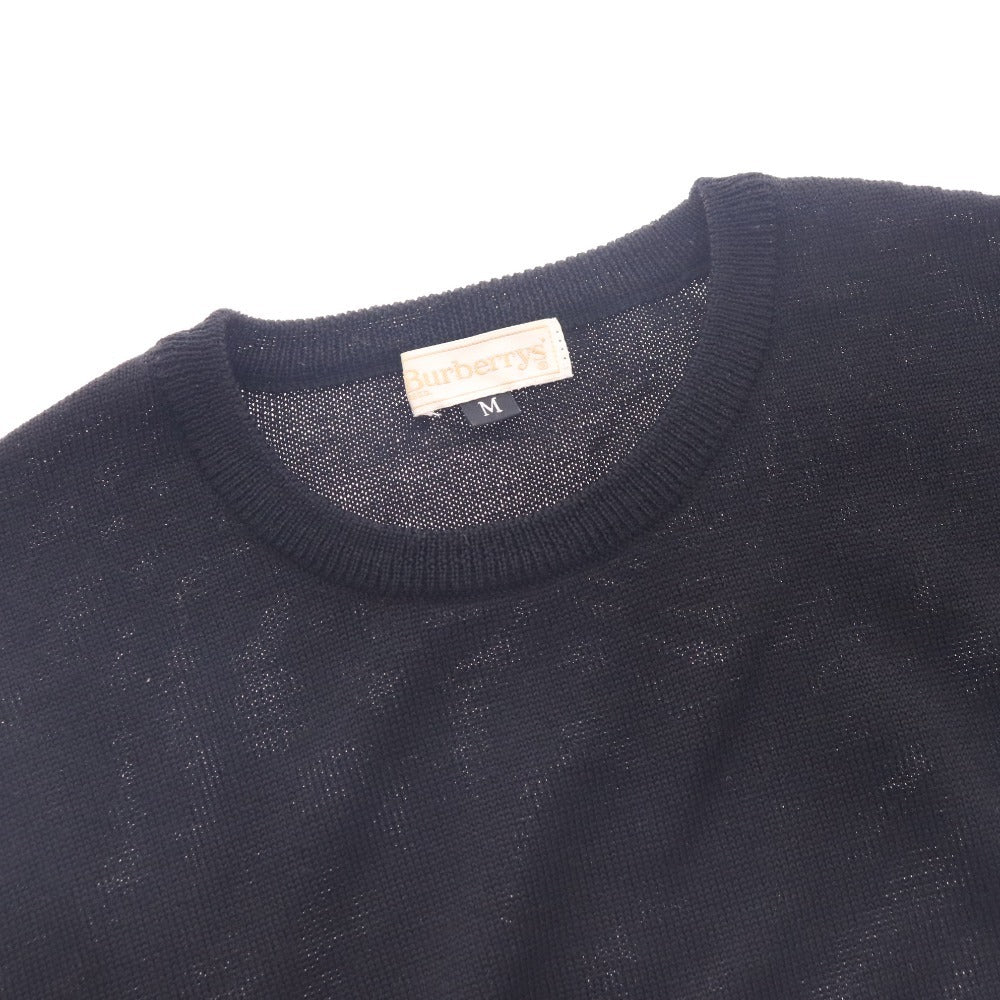 ■ バーバリー セーター トップス シンプル 丸首 刺繍 レディース M ブラック