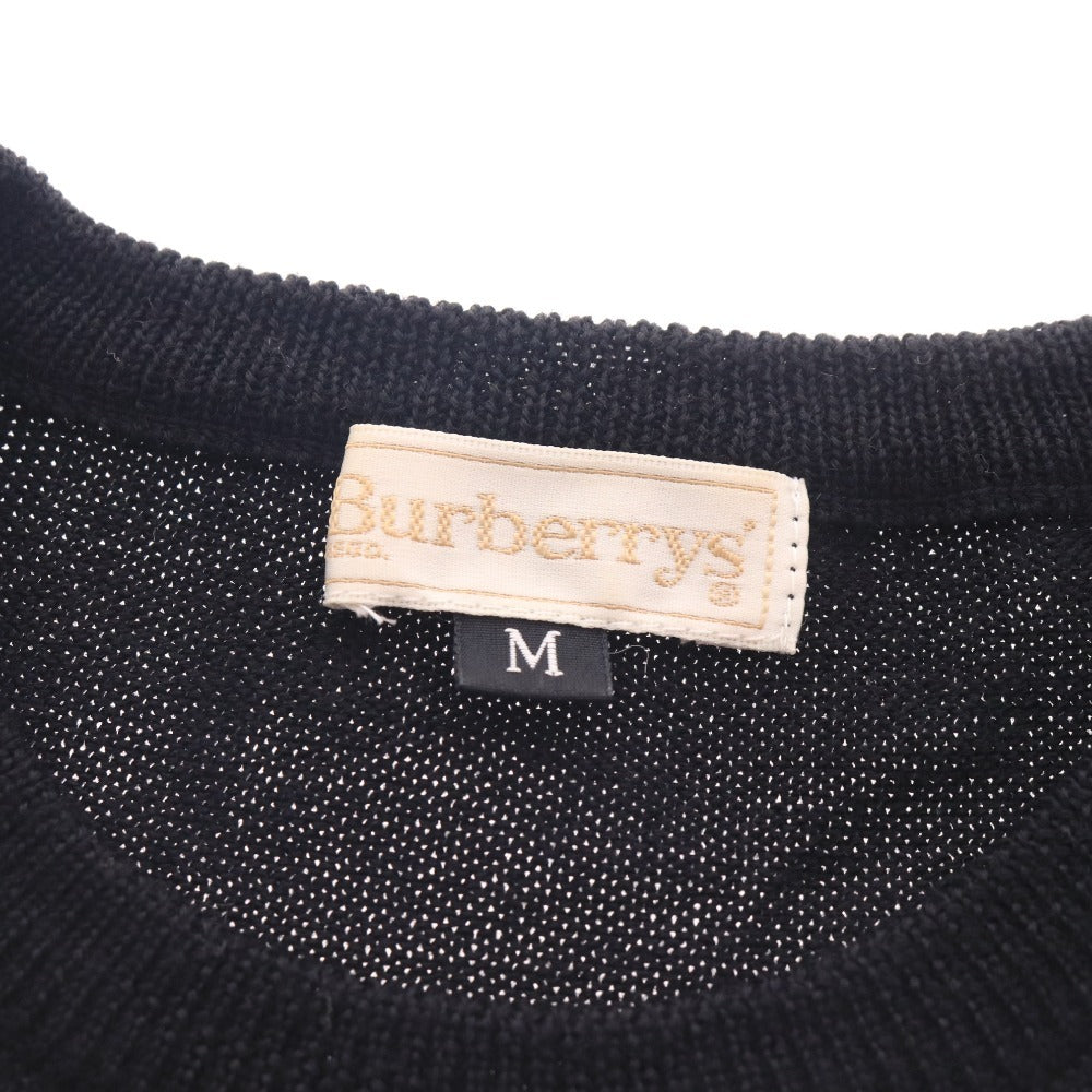 ■ バーバリー セーター トップス シンプル 丸首 刺繍 レディース M ブラック