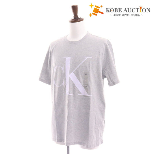 ■ カルバンクライン Tシャツ 半袖 トップス 丸首 ロゴ コットン メンズ レディース L ライトグレー タグ付き 新品 未使用