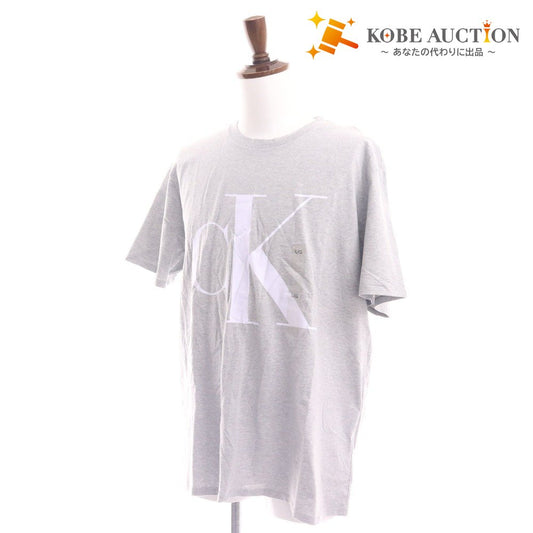 ■ カルバンクライン Tシャツ 半袖 トップス 丸首 ロゴ コットン メンズ レディース L ライトグレー タグ付き 新品 未使用