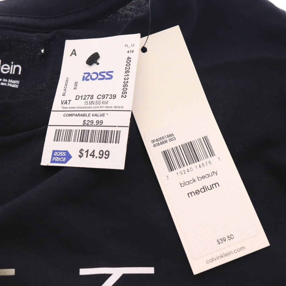 ■ カルバンクライン Tシャツ 半袖 トップス 丸首 ロゴ メンズ レディース M ブラック タグ付き 未使用