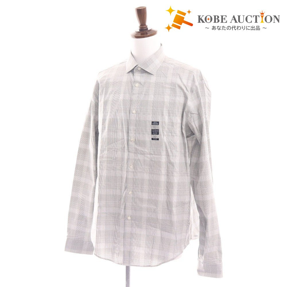 ■ カルバンクライン シャツ 長袖 トップス チェック柄 襟 メンズ XL カーキグレー系 タグ付き 新品 未使用