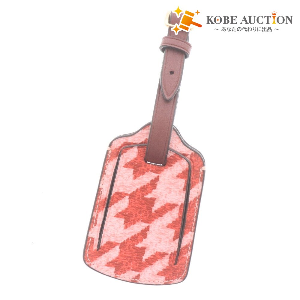 ■ コーチ ラゲッジタグ CK067 ネームタグ チャーム 千鳥柄 千鳥格子 レディース ピンクベージュ系 タグ付き 未使用