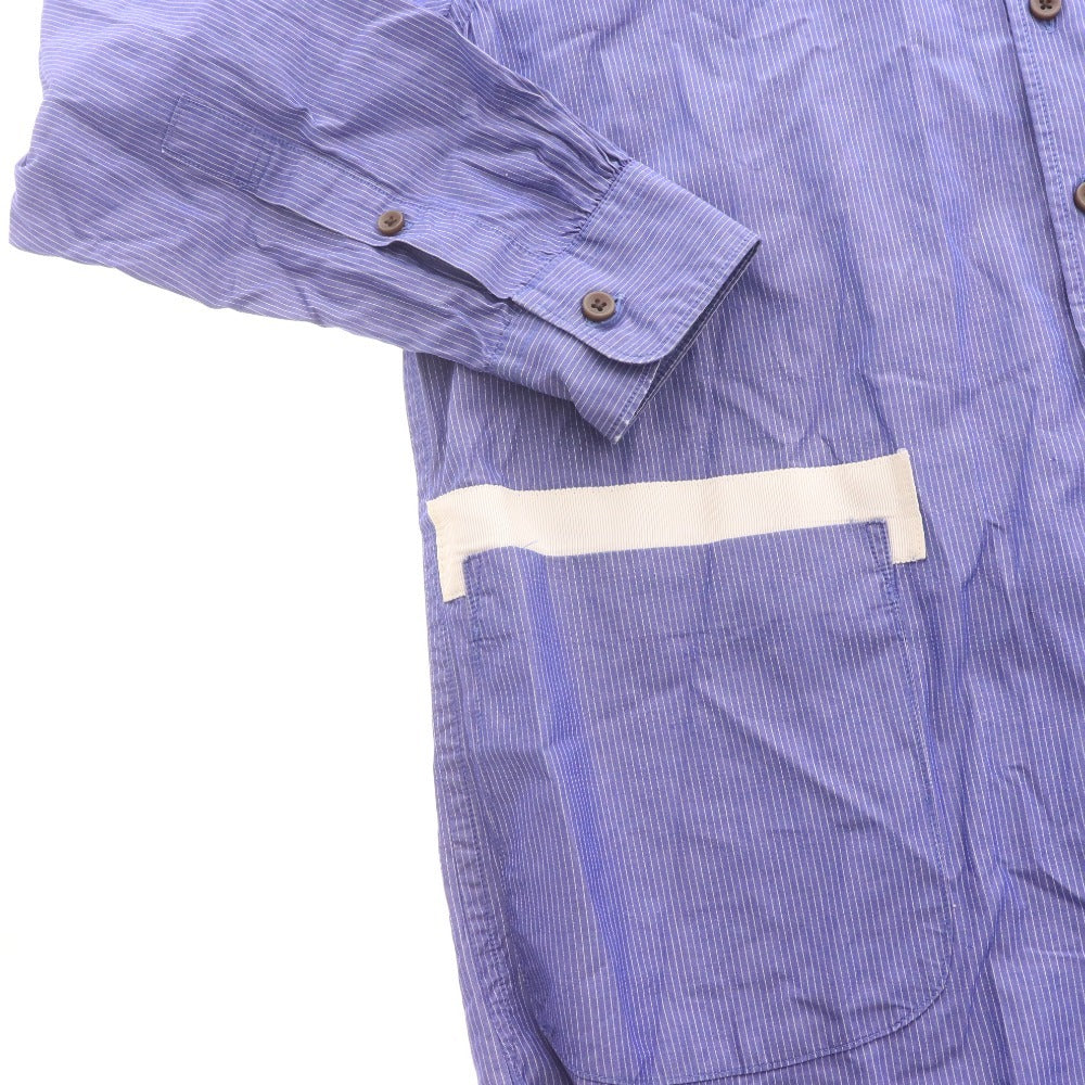 ■ フラボア シャツ 長袖 トップス ストライプ ポケット メンズ ブルー