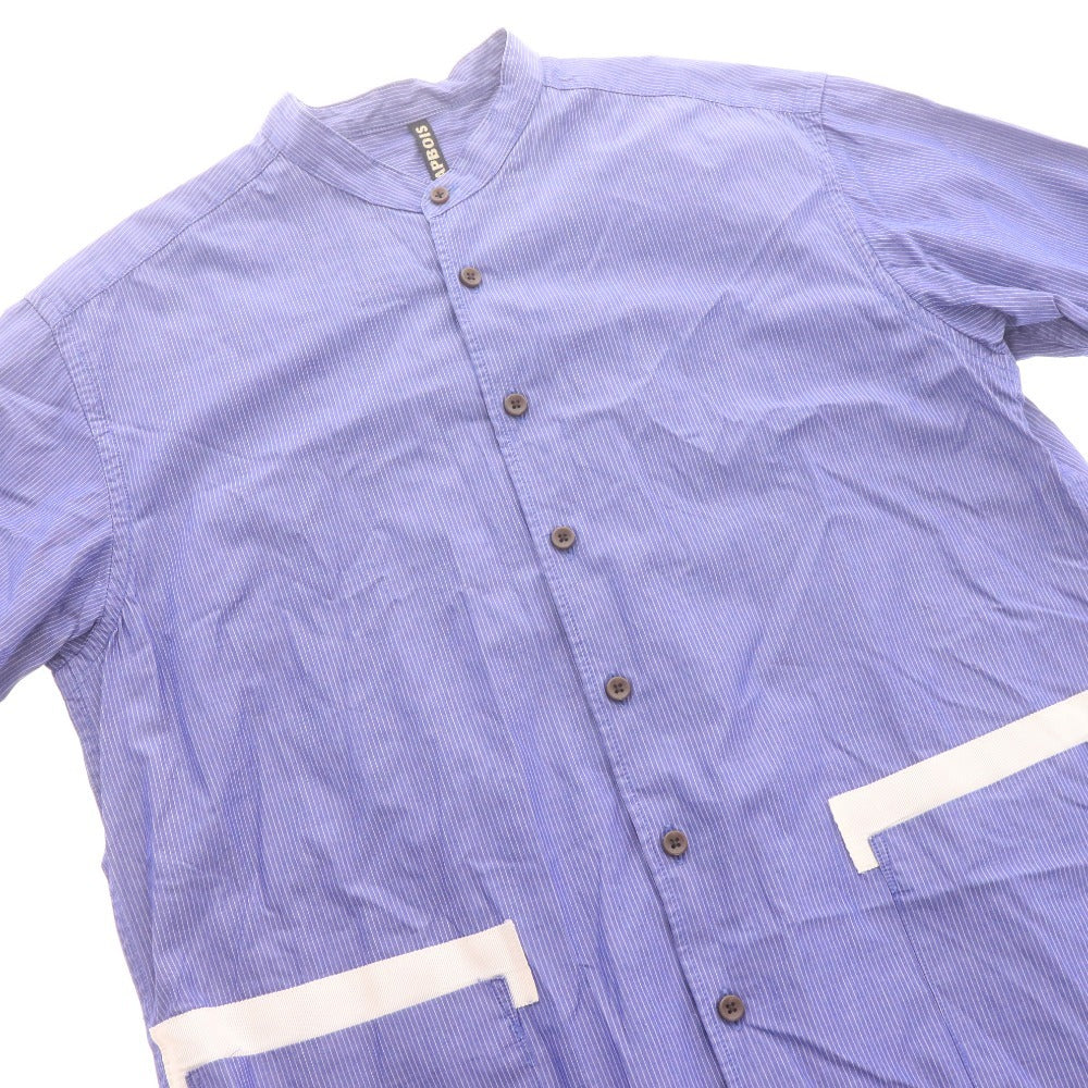 ■ フラボア シャツ 長袖 トップス ストライプ ポケット メンズ ブルー