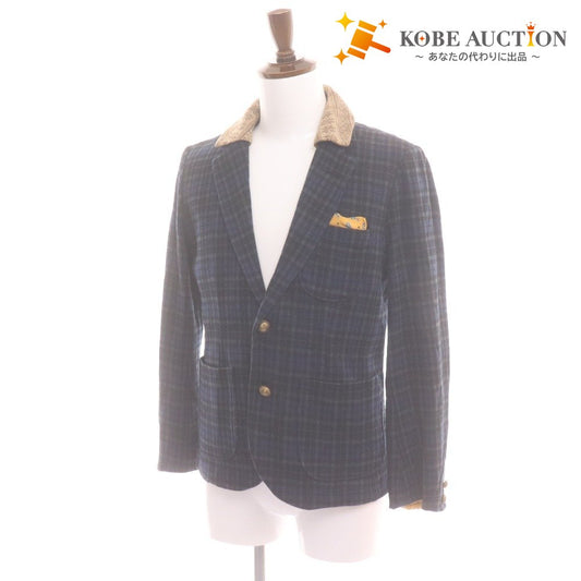 ■ フラボア ジャケット アウター チェック 切り替え メンズ グリーン イエロー