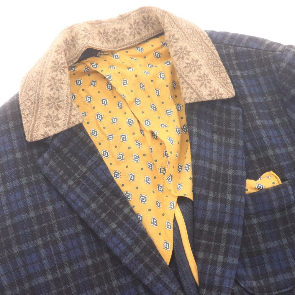 ■ フラボア ジャケット アウター チェック 切り替え メンズ グリーン イエロー