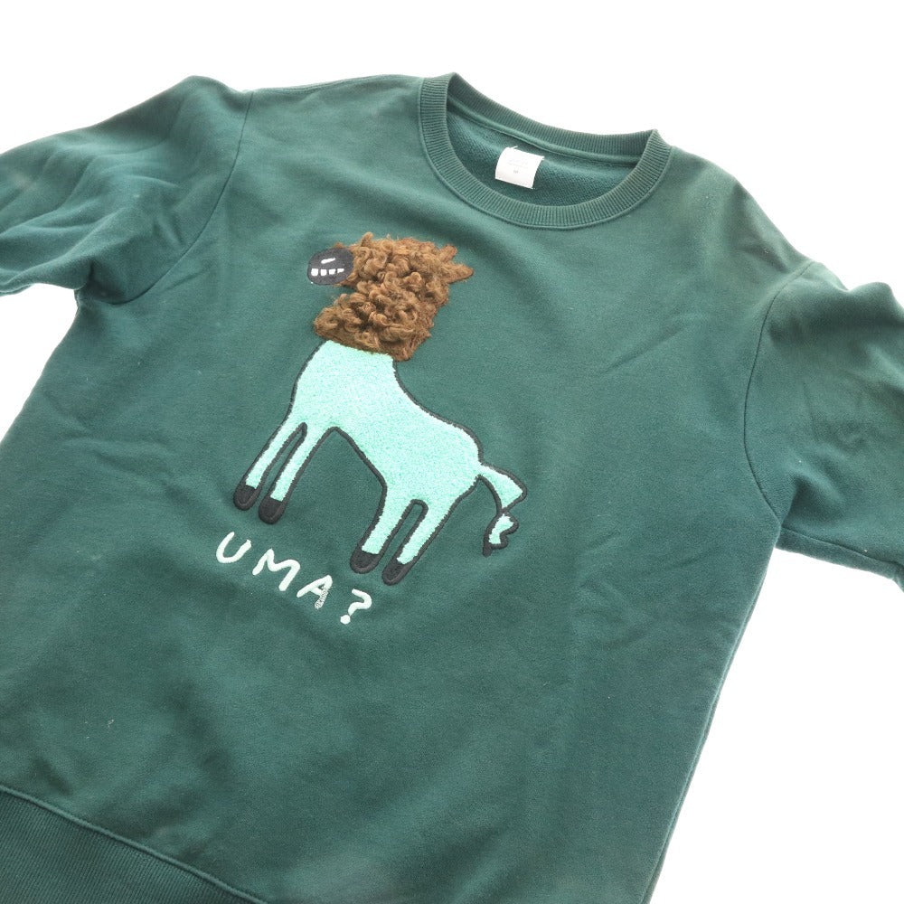 ■ graniph グラニフ トレーナー 長袖 トップス 丸首 イラスト メンズ M グリーン