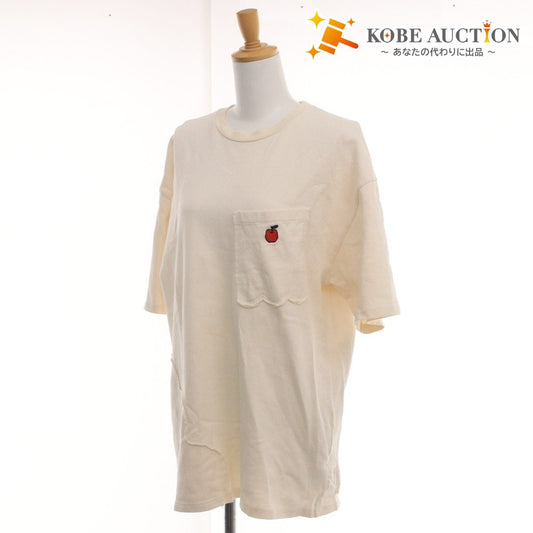 ■ FRAPBOIS フラボア Tシャツ 半袖 トップス 丸首 綿100％ 胸ポケット リンゴ 刺繍 レディース 2 アイボリー系