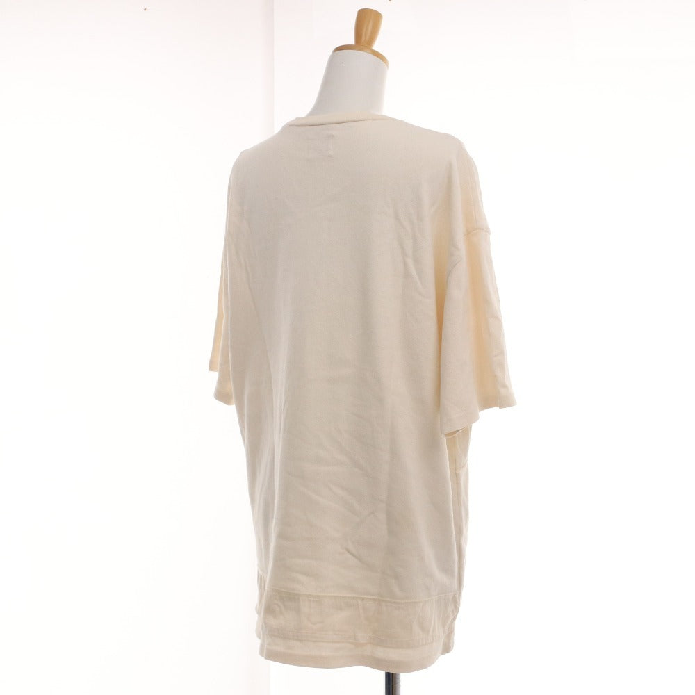 ■ FRAPBOIS Flabois T-shirt, short sleeves, crew neck, 100% cotton, chest pocket, apple embroidery, women's, size 2, ivory