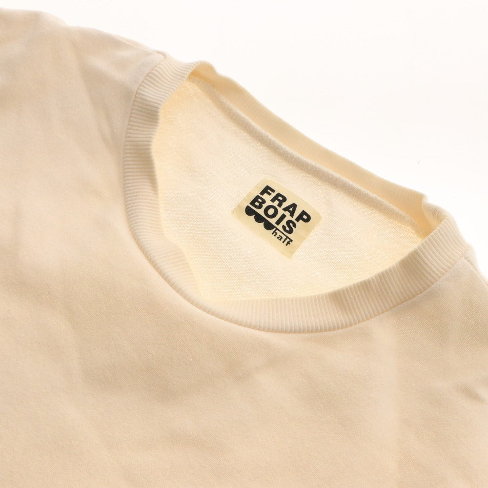 ■ FRAPBOIS Flabois T-shirt, short sleeves, crew neck, 100% cotton, chest pocket, apple embroidery, women's, size 2, ivory