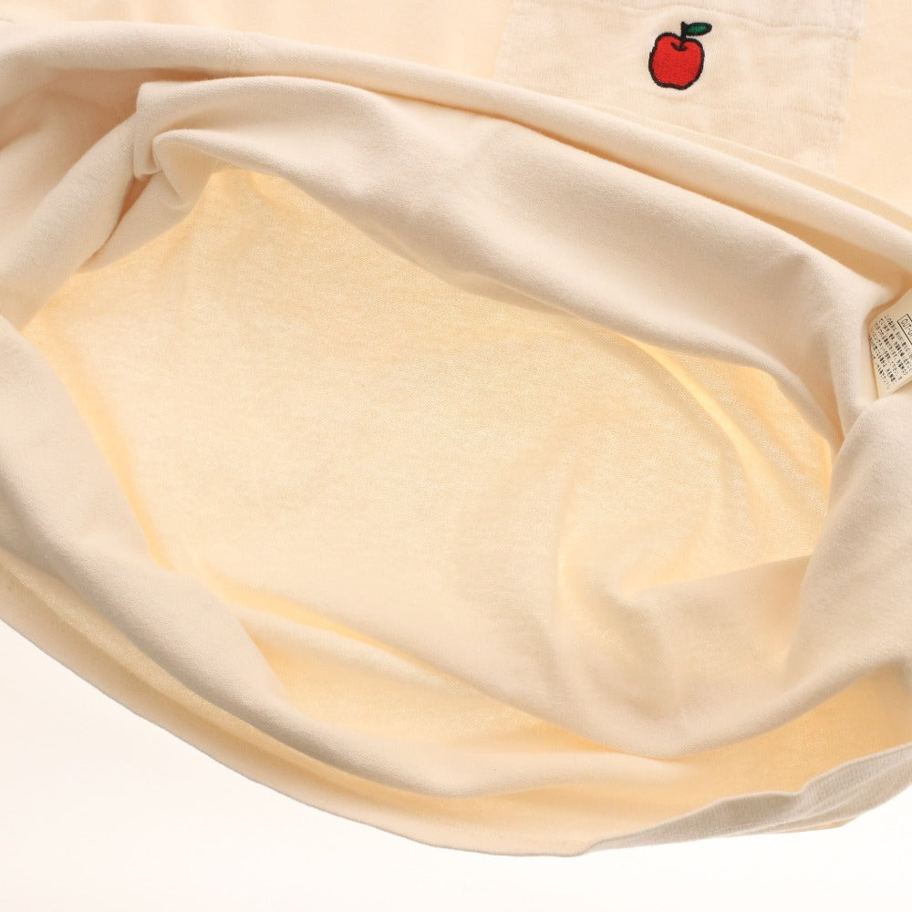 ■ FRAPBOIS Flabois T-shirt, short sleeves, crew neck, 100% cotton, chest pocket, apple embroidery, women's, size 2, ivory