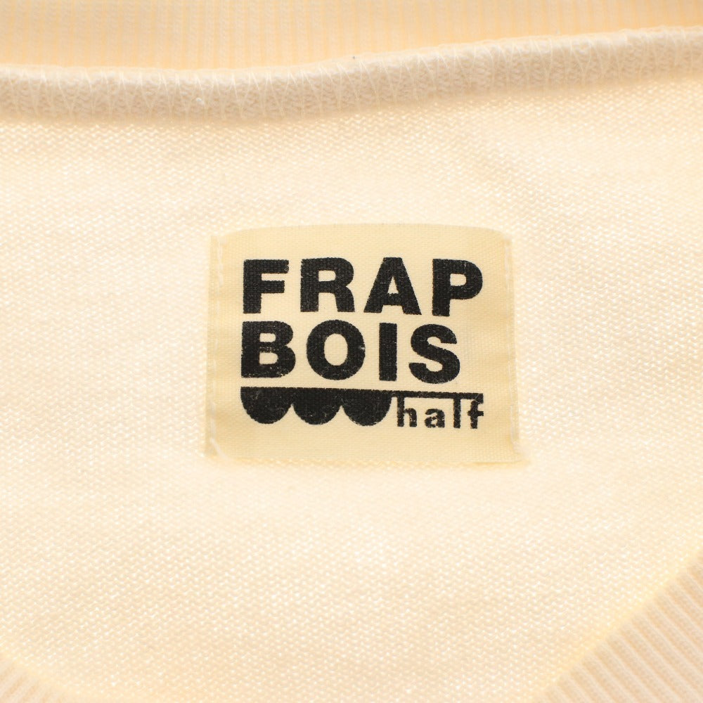 ■ FRAPBOIS Flabois T-shirt, short sleeves, crew neck, 100% cotton, chest pocket, apple embroidery, women's, size 2, ivory
