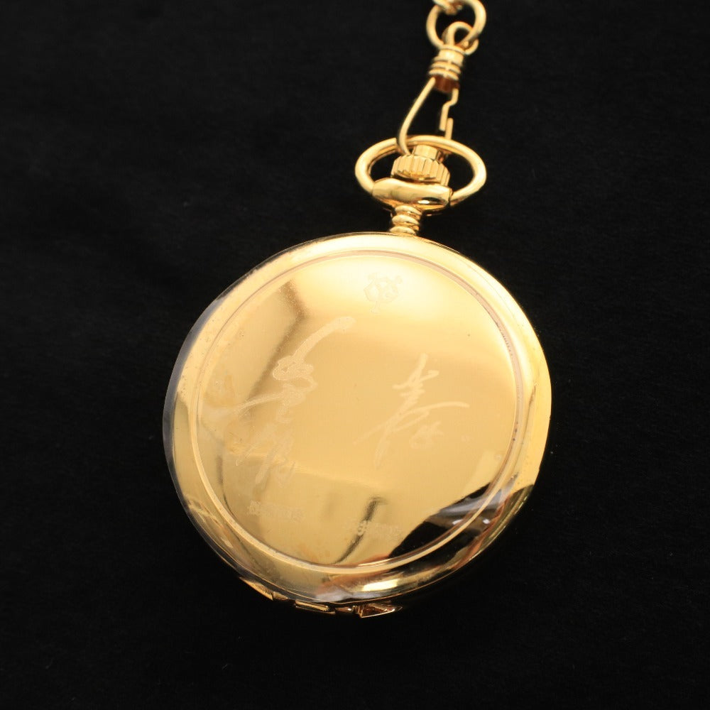 ■ 国民栄誉賞記念 懐中時計 長嶋英雄 松井秀喜 2013 5/5 刻印 サイン入り 読売ジャイアンツ クォーツ 64.5g ゴールド 箱付き