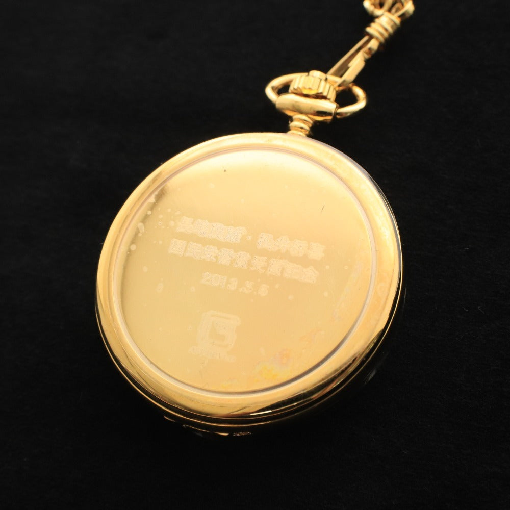 ■ 国民栄誉賞記念 懐中時計 長嶋英雄 松井秀喜 2013 5/5 刻印 サイン入り 読売ジャイアンツ クォーツ 64.5g ゴールド 箱付き