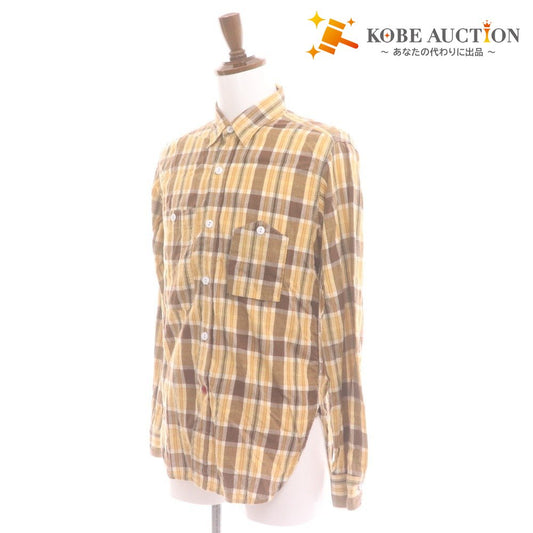 ■ エンジニアドガーメンツ シャツ 長袖 トップス チェック メンズ S ブラウン イエロー