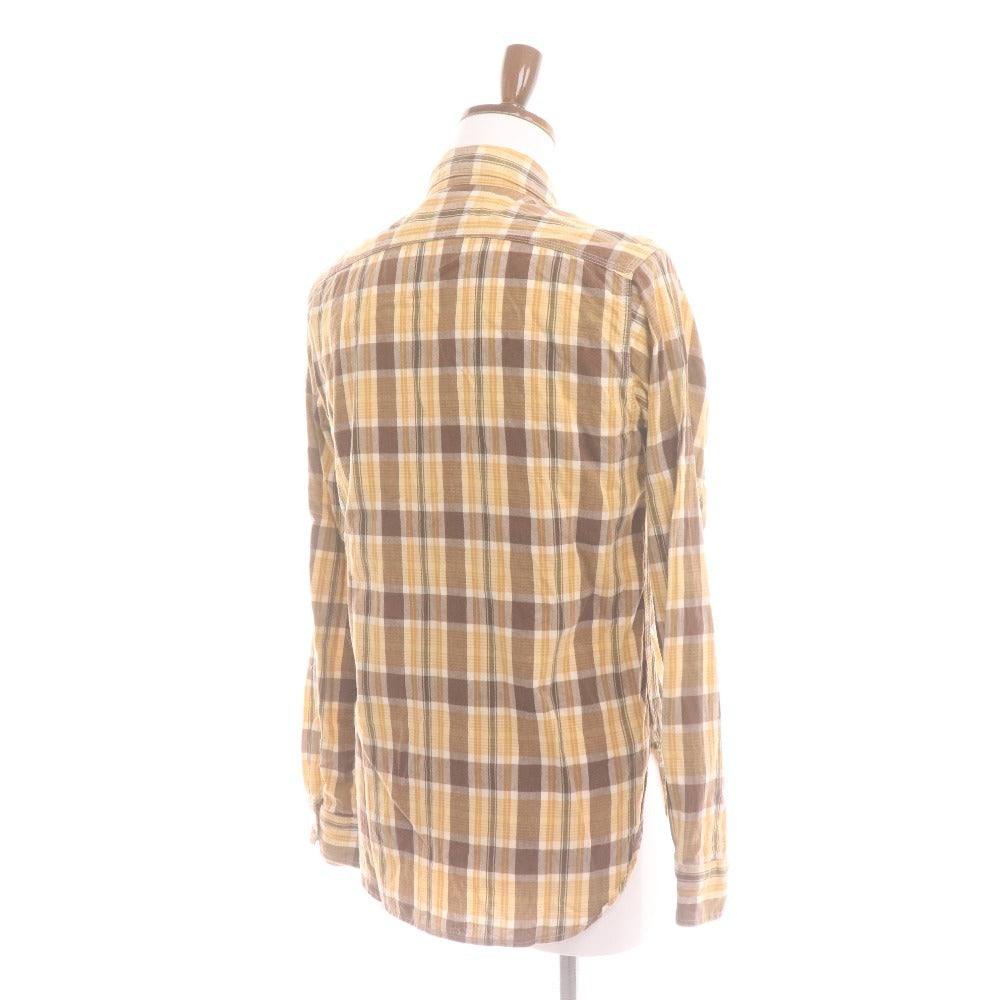 ■ エンジニアドガーメンツ シャツ 長袖 トップス チェック メンズ S ブラウン イエロー